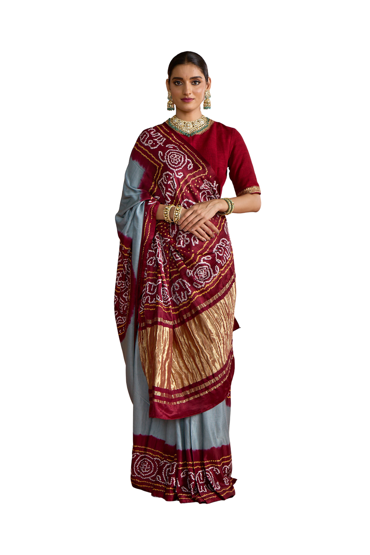 Saraswati - Maroon & Blue