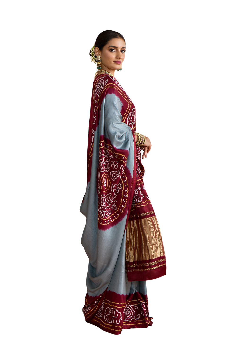 Saraswati - Maroon & Blue