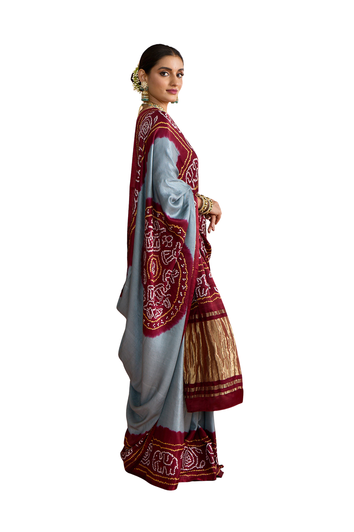 Saraswati - Maroon & Blue