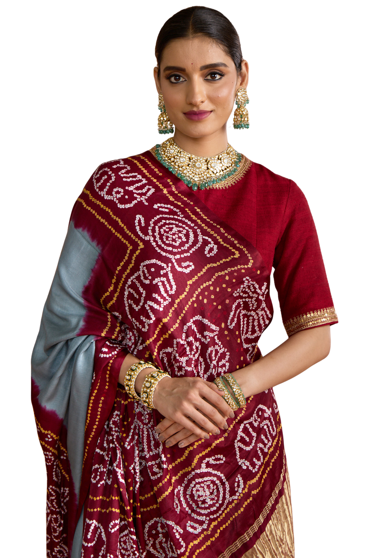 Saraswati - Maroon & Blue