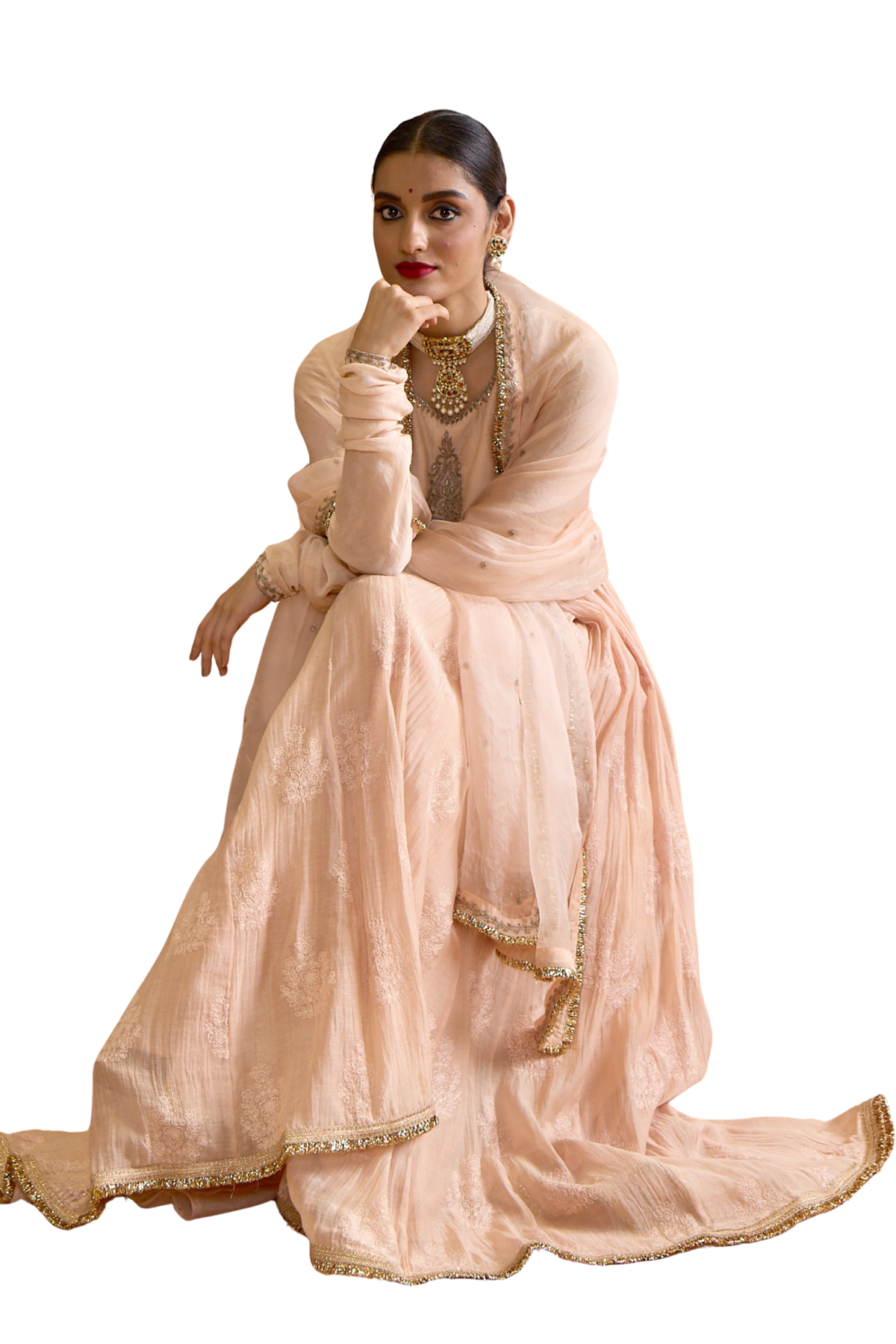 Mahi - Blush Peach Anarkali Set