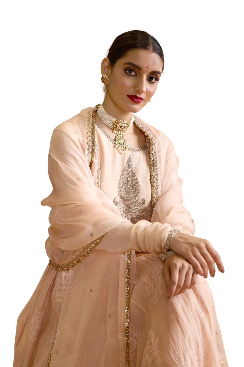 Mahi - Blush Peach Anarkali Set