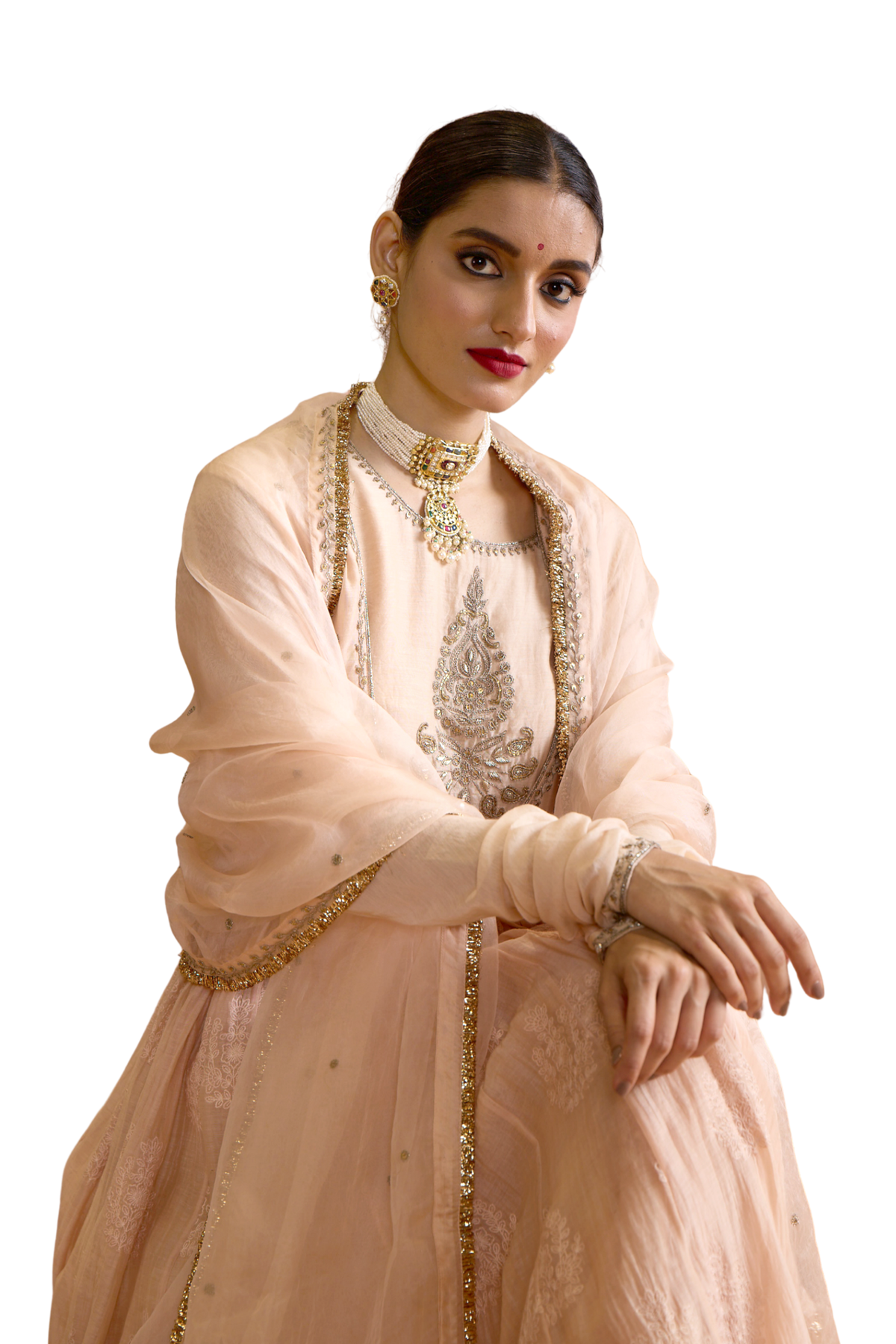 Mahi - Blush Peach Anarkali Set