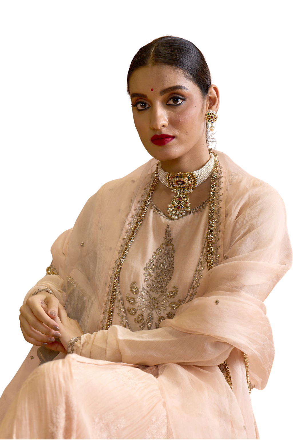 Mahi - Blush Peach Anarkali Set