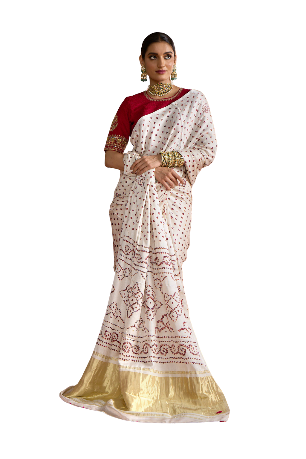 Narmada - Ivory &  Maroon