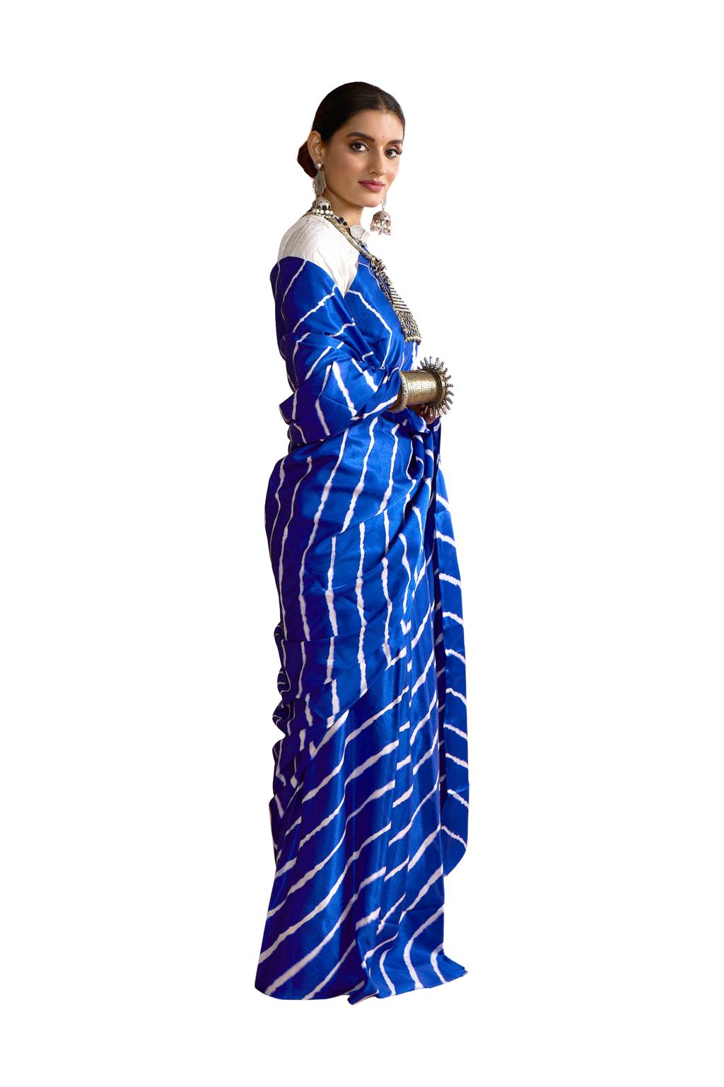 Royal Blue Leheriya Saree