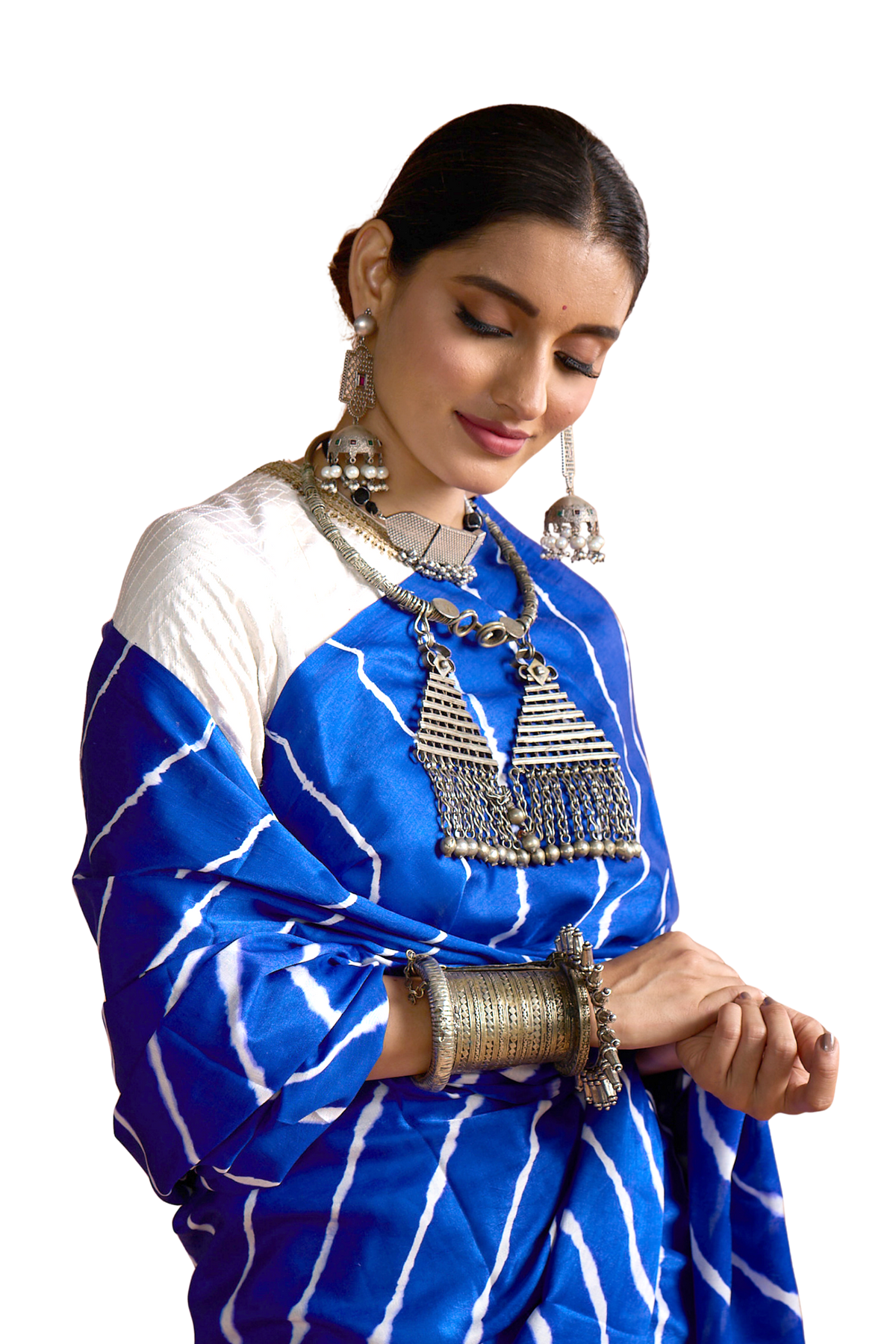 Royal Blue Leheriya Saree