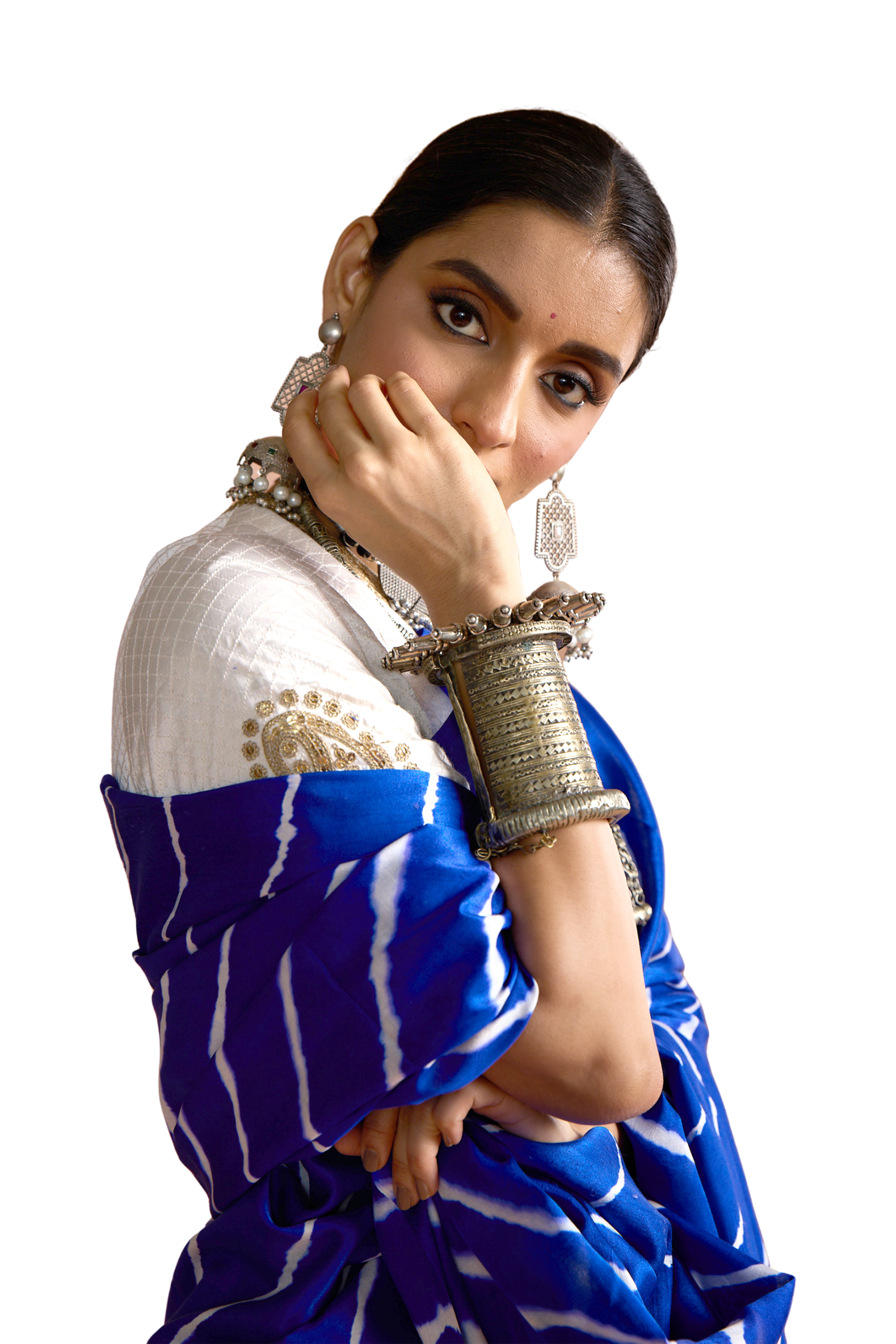 Royal Blue Leheriya Saree