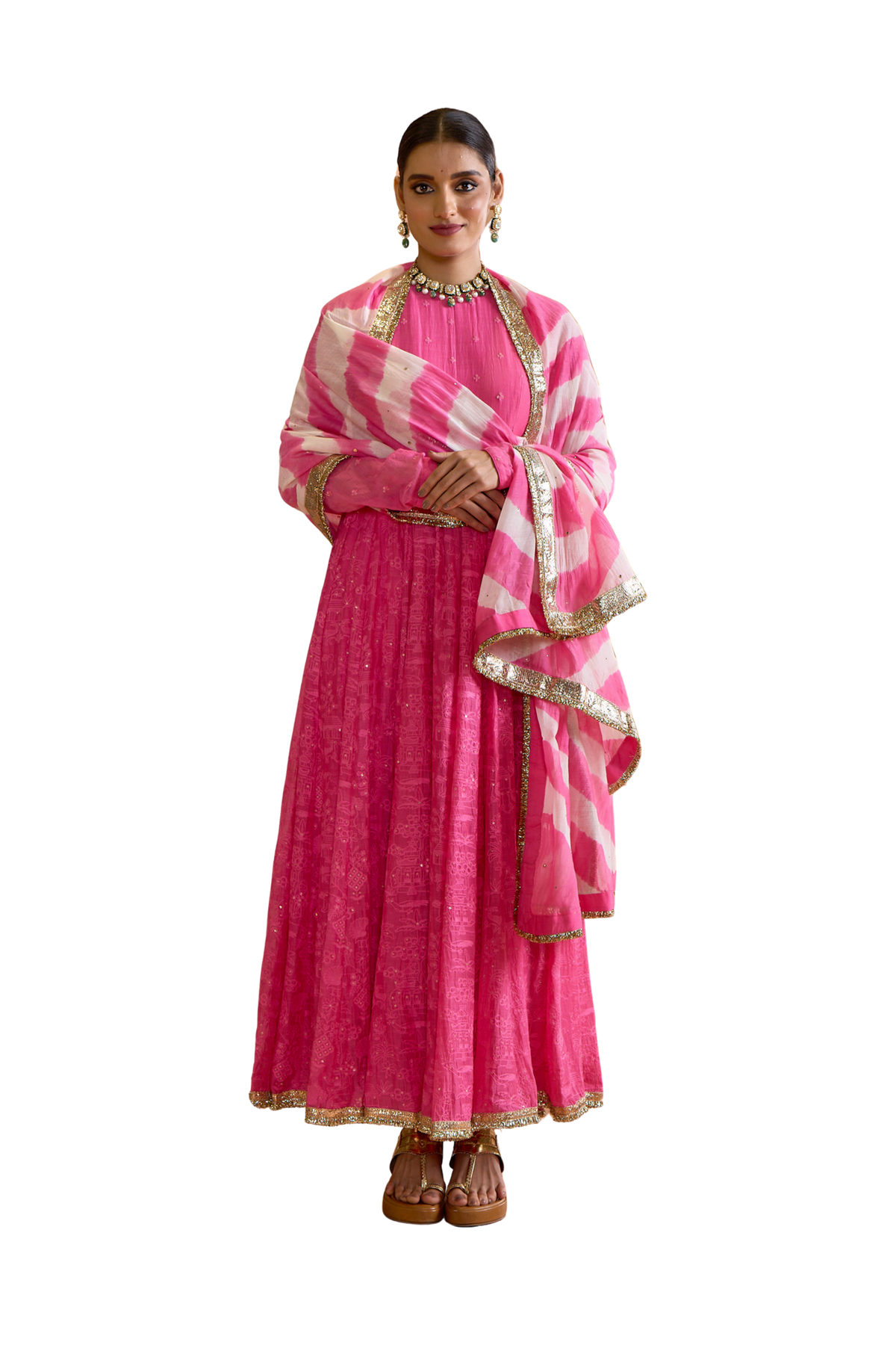 Pankhudi - Pink & Ivory Set Anarkali Set