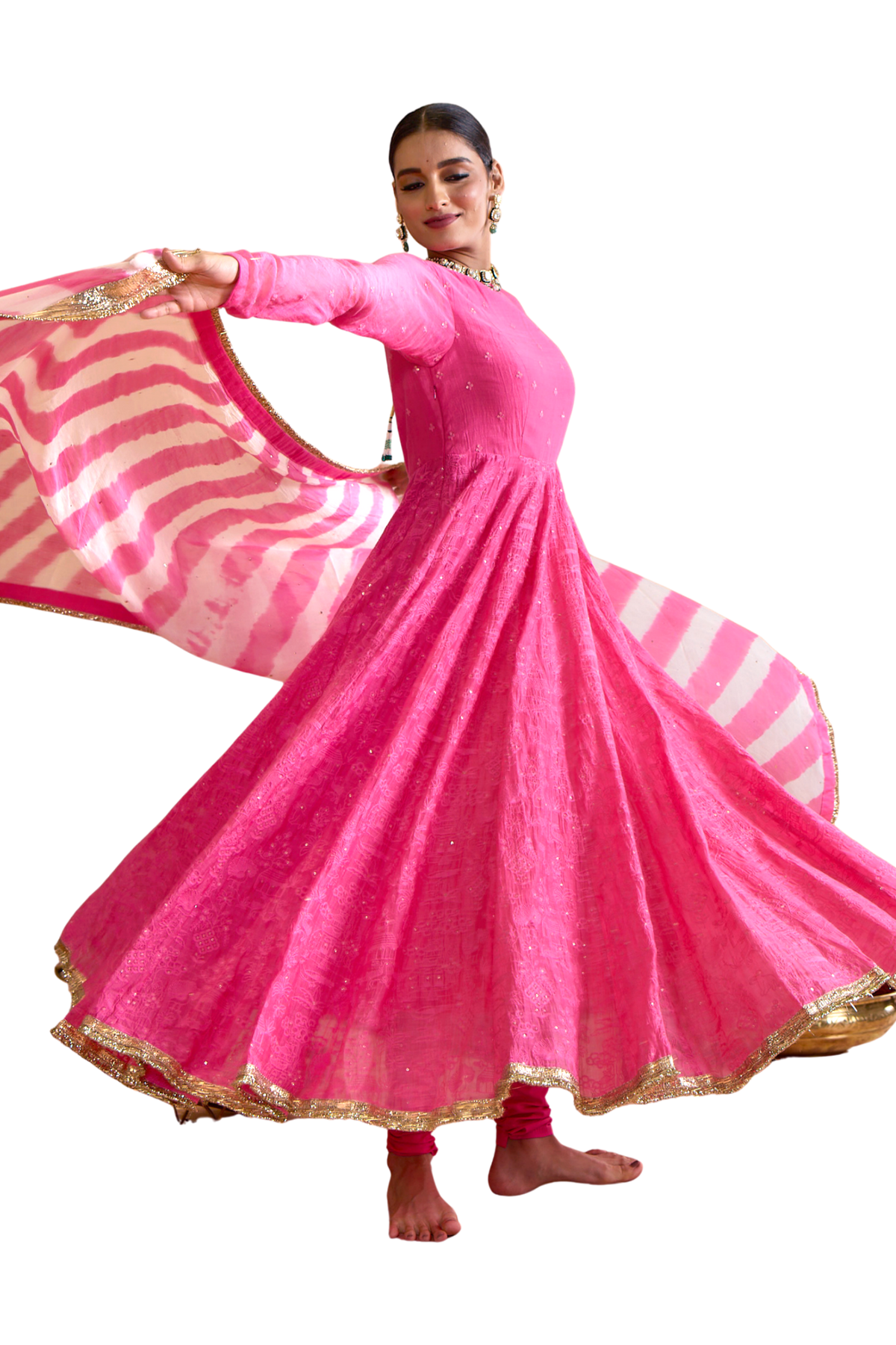 Pankhudi - Pink & Ivory Set Anarkali Set