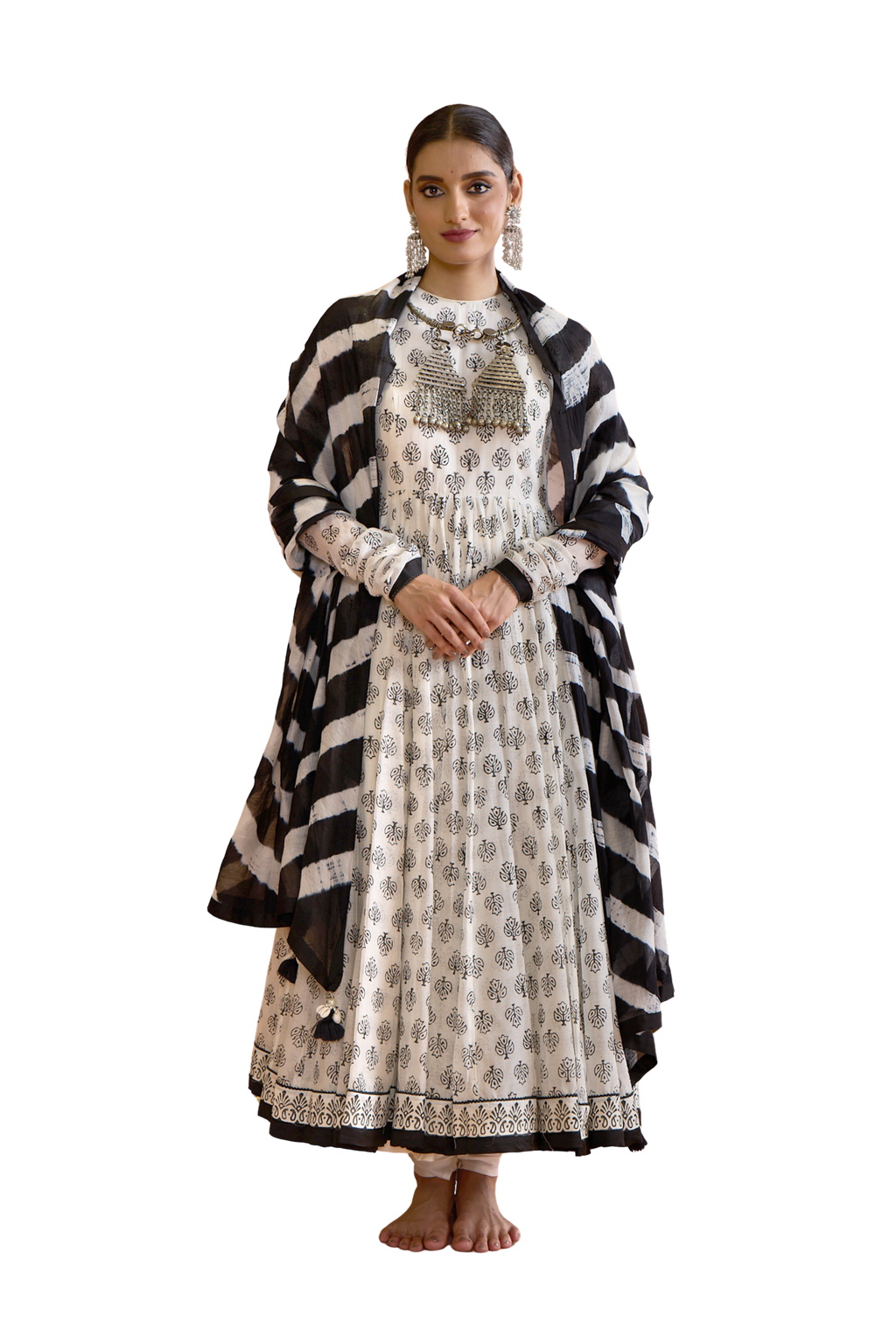 Chanderi Block Print Dress