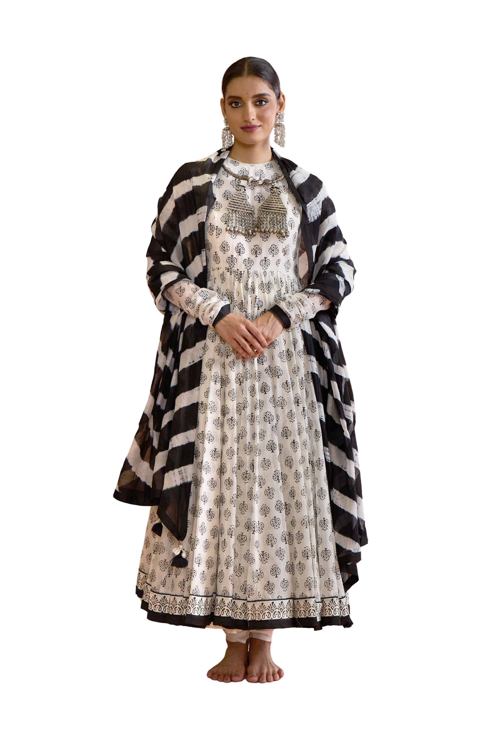 Chanderi Block Print Dress