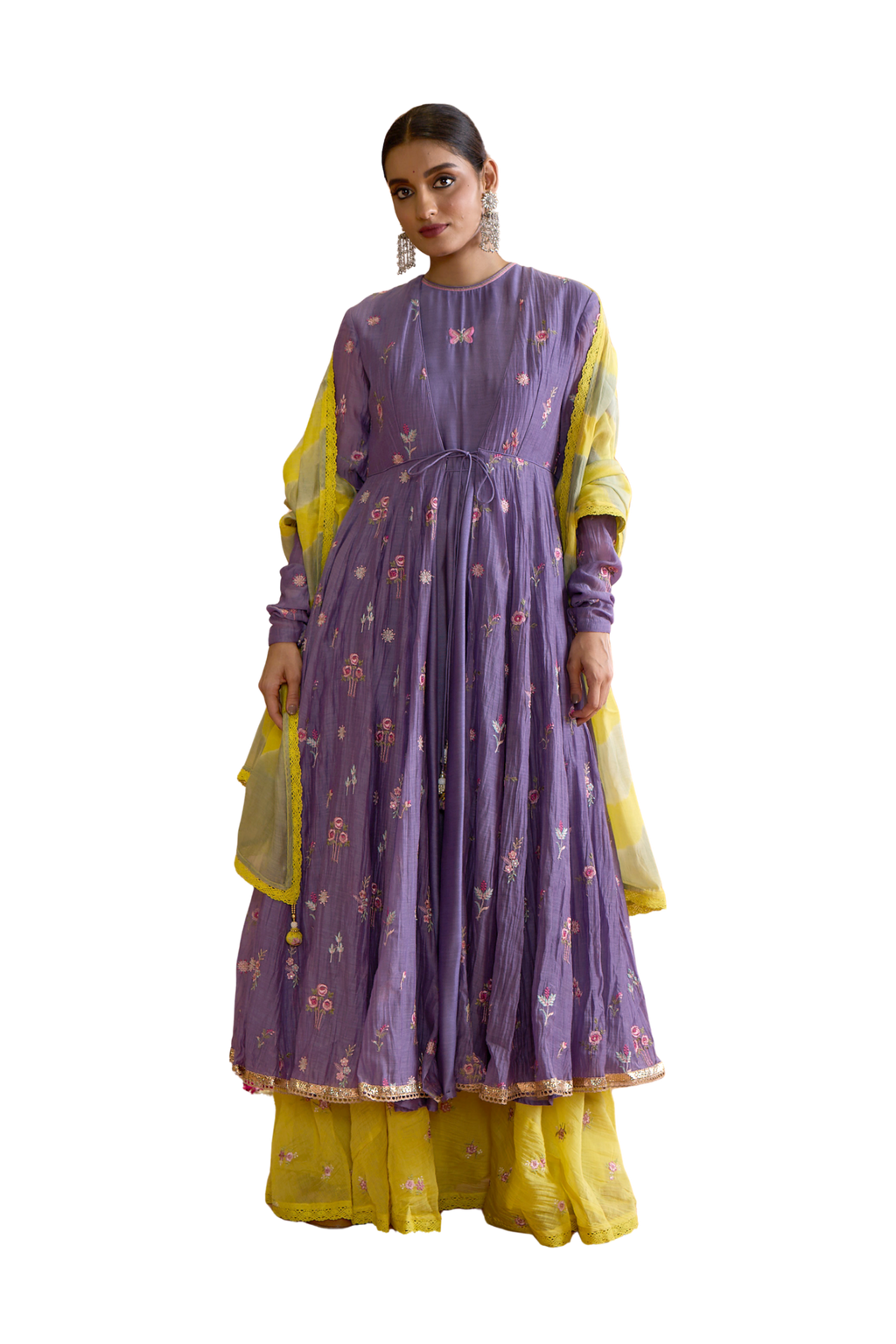 Bahaar - Purple & Mustard Anarkali Set