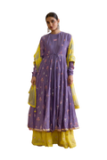 Bahaar - Purple & Mustard Anarkali Set