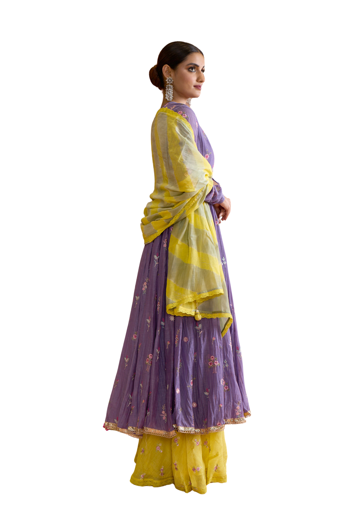 Bahaar - Purple & Mustard Anarkali Set