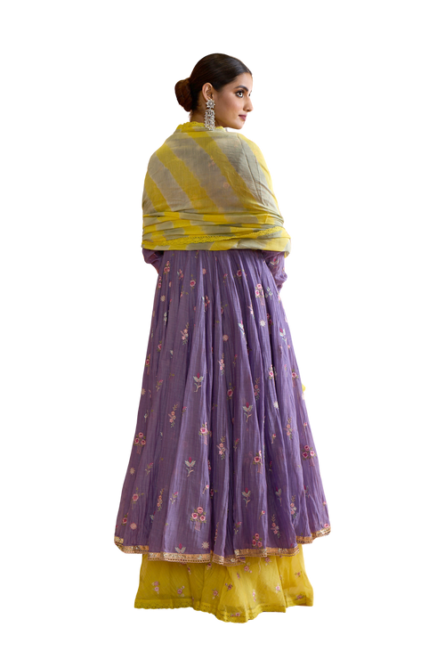 Bahaar - Purple & Mustard Anarkali Set