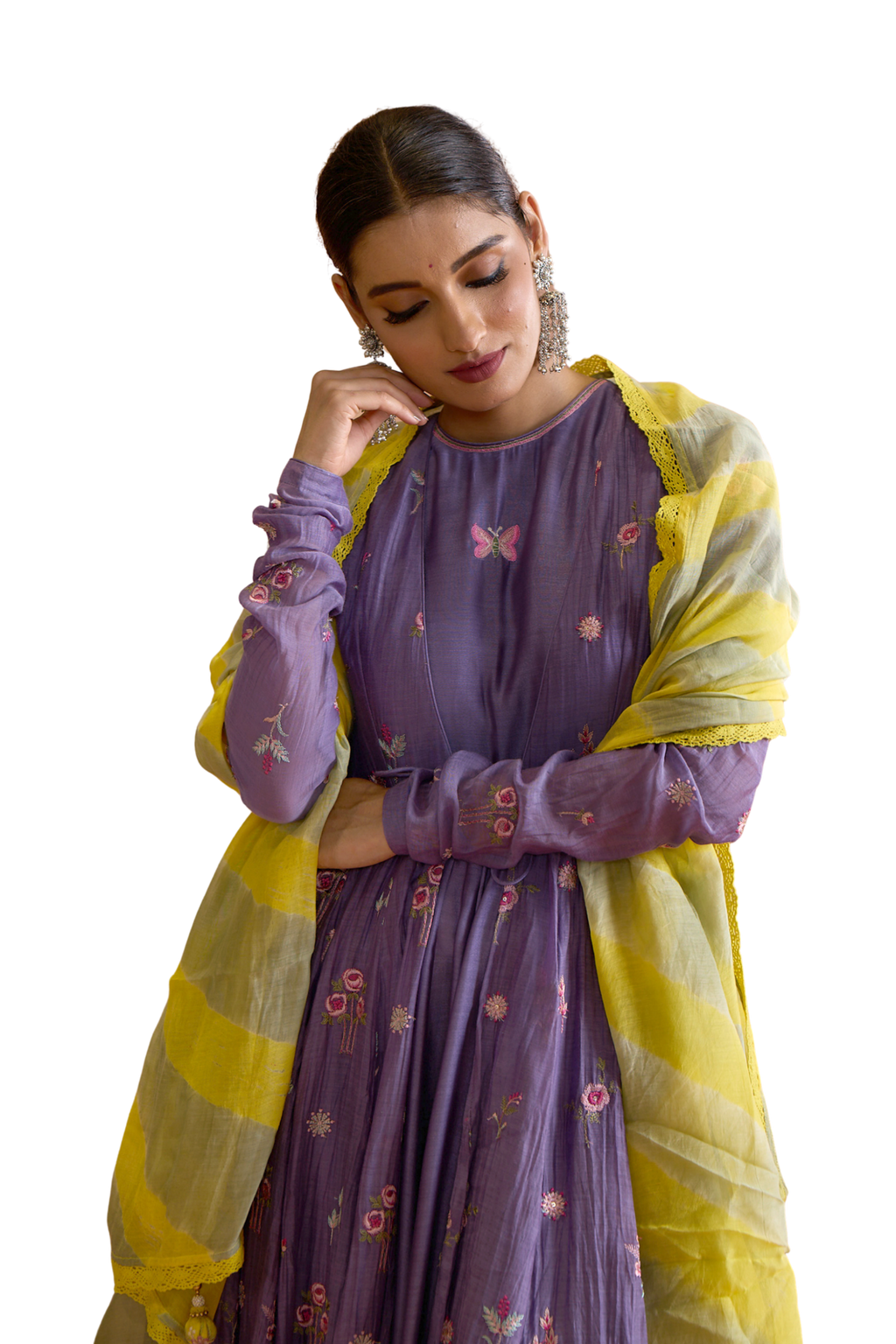 Bahaar - Purple & Mustard Anarkali Set