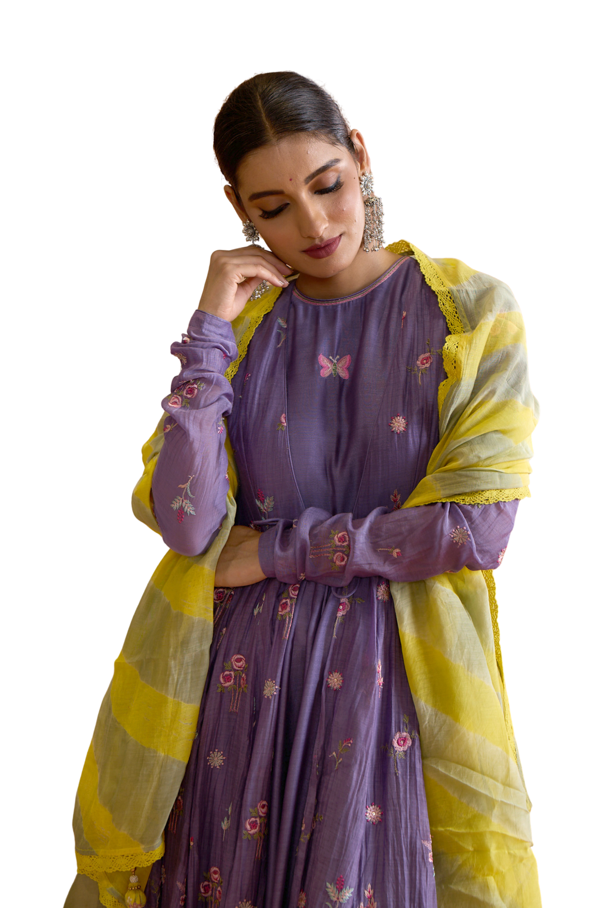 Bahaar - Purple & Mustard Anarkali Set