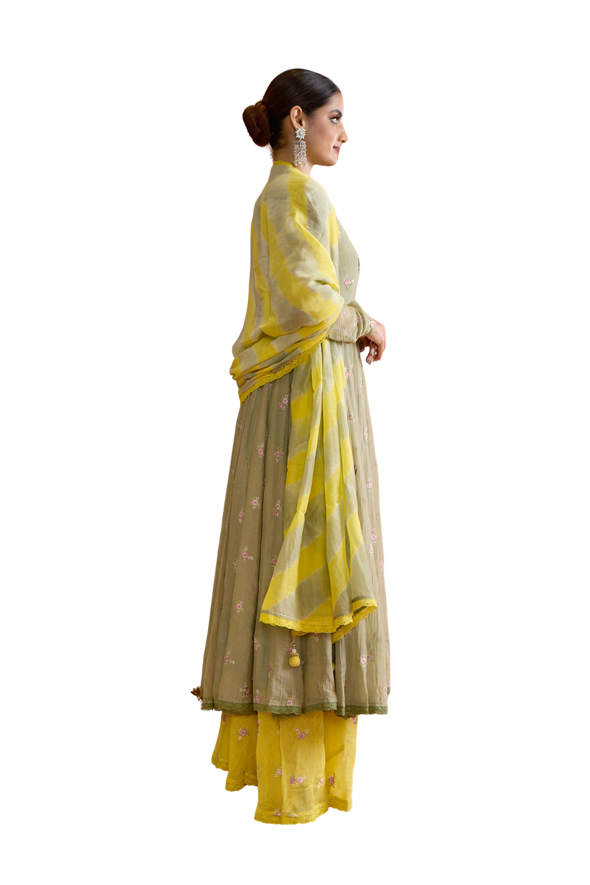 Vasant - Sage & Mustard Anarkali Set