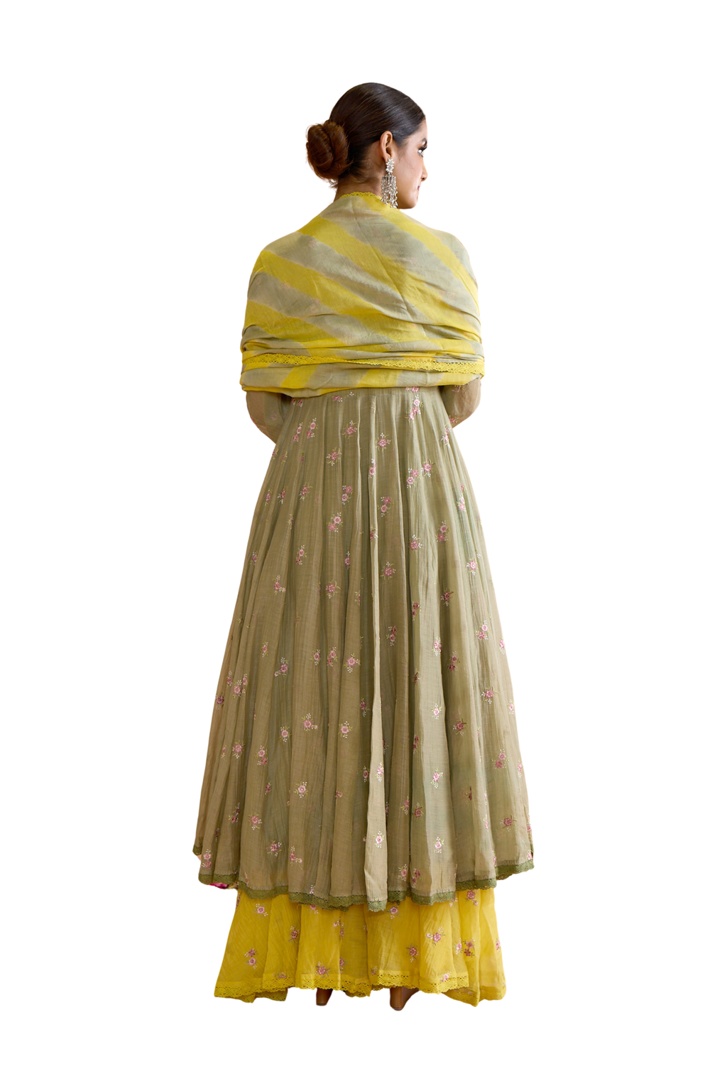 Vasant - Sage & Mustard Anarkali Set