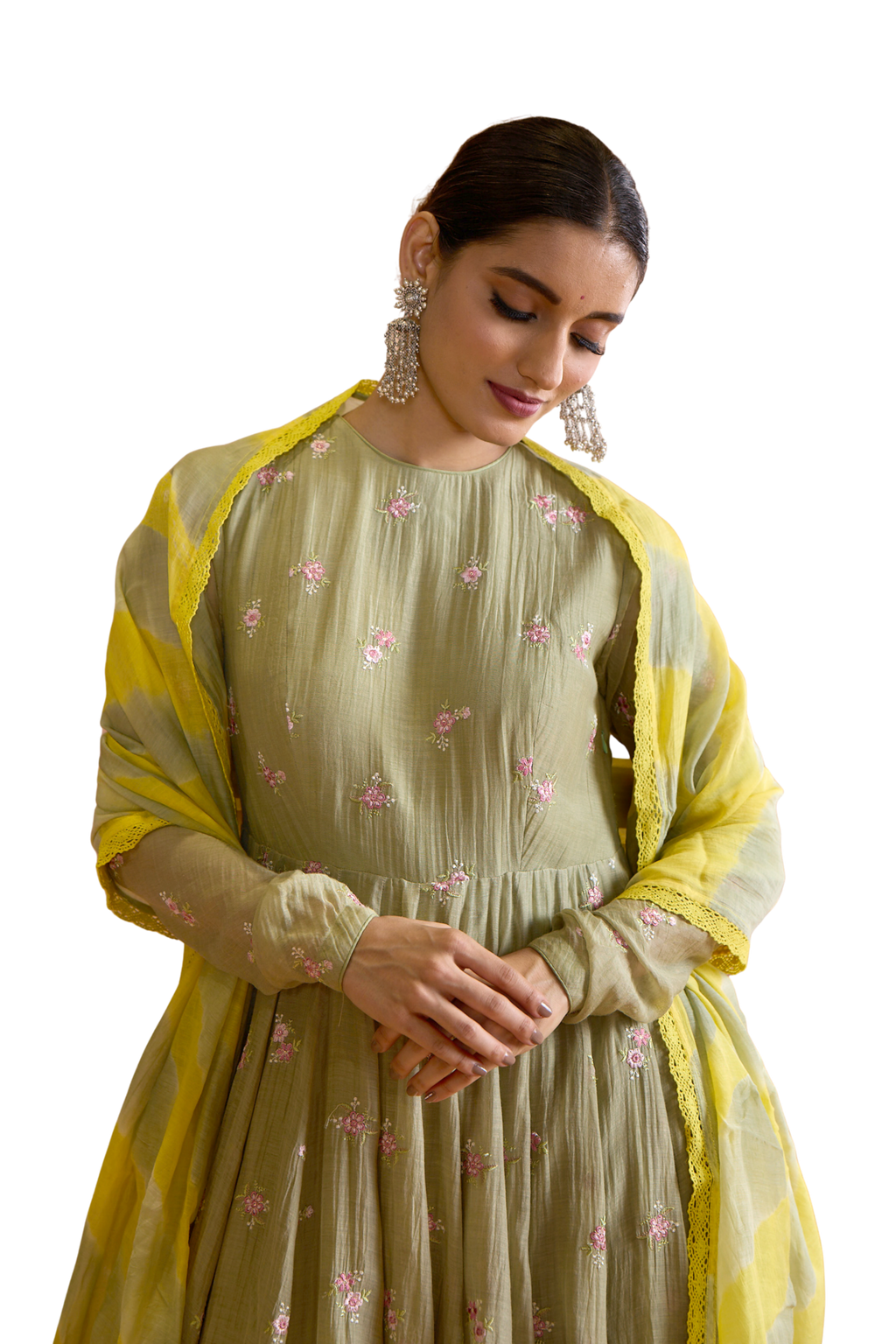 Vasant - Sage & Mustard Anarkali Set