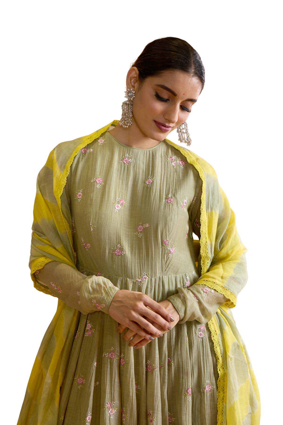 Vasant - Sage & Mustard Anarkali Set
