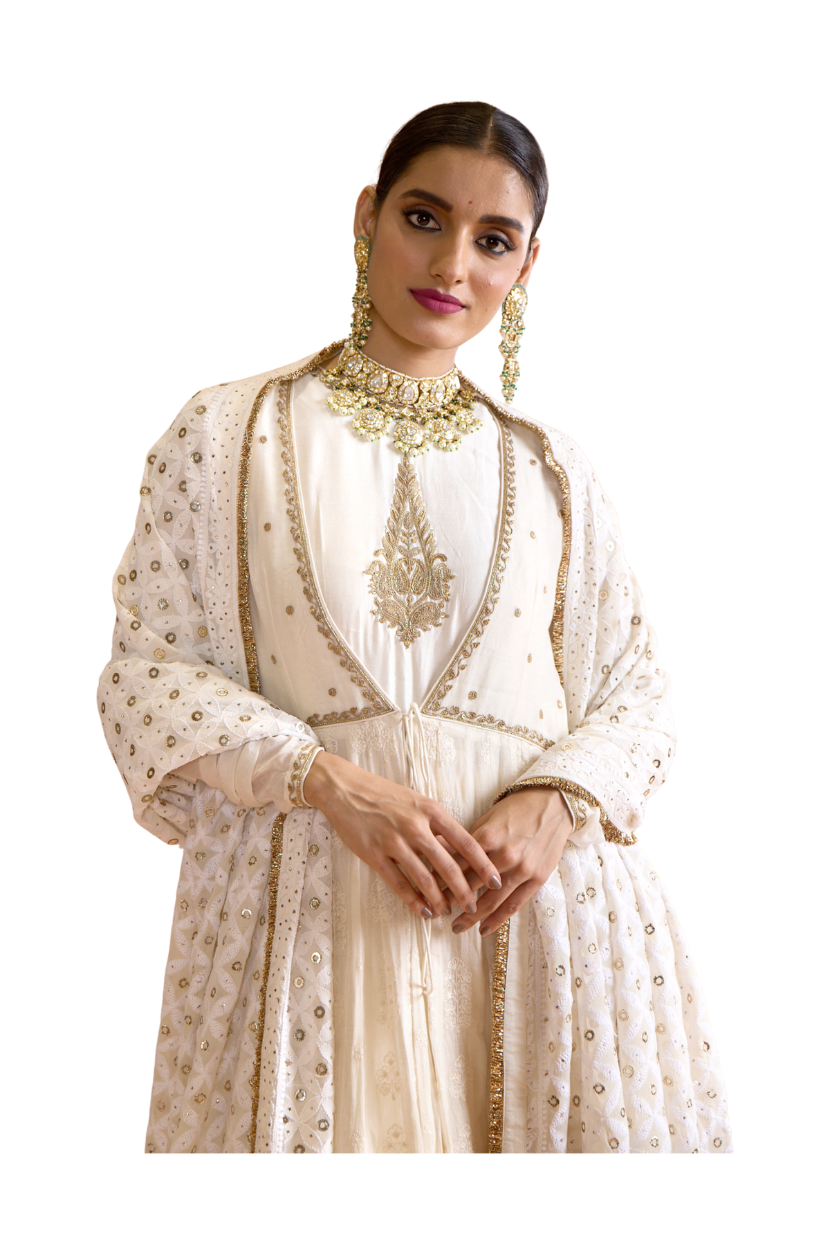 Shwetambari - Ivory & Gold Anarkali Set
