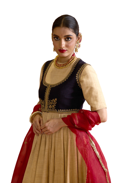 Black Zari Koti