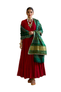 Angoori - Wine Red & Green Anarkali Set